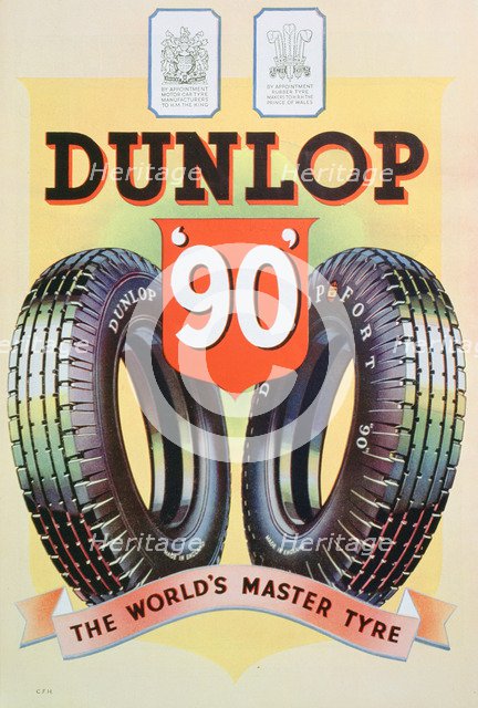 Advert for Dunlop '90' tyres, 1935. Artist: Unknown