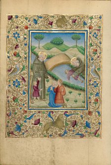 Saint Bernardino of Siena Rescuing Boys from a River; Book of Hours, about 1460. Creator: Unknown.