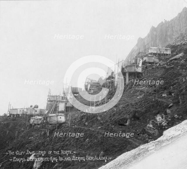 Eskimo cliff dweller settlement, between c1900 and 1927. Creator: Lomen Brothers.