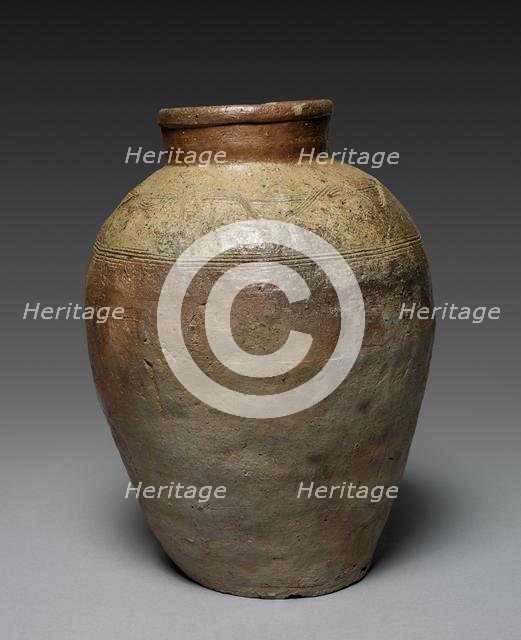 Jar with Incised Combed Shoulder Designs: Bizen Ware, Muromachi Period (1392-1573). Creator: Unknown.