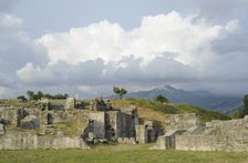 Partial view of the amphitheater ruins, ancient city of Salona, Solin, Croatia, 2018.  Creator: Unknown.