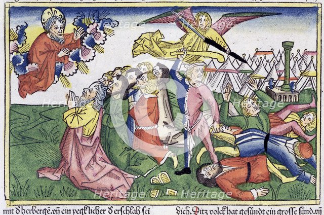 Exodus 32: 15-23: Moses breaking the stone tablets. Artist: Unknown