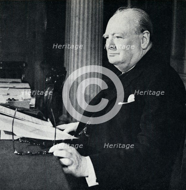 'Happiest announcement for five years. The Prime Minister broadcasts the glad news. V.E. Day was her