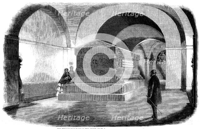 The Wellington Tomb in the Crypt of St. Paul's Cathedral, 1858. Creator: Unknown.