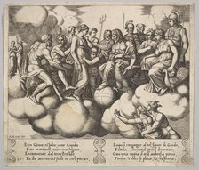 Plate 30: Venus and Cupid pleading their case in the presence of Jupiter and other Gods..., 1530-60. Creator: Master of the Die.