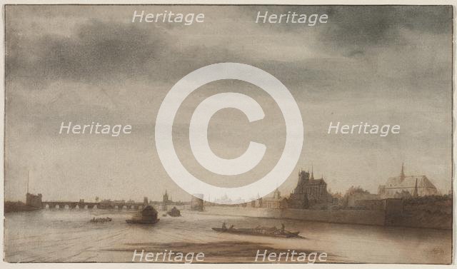 View of Orléans from the Loire, c. 1670. Creator: Lambert Doomer (Dutch, 1623-1700).