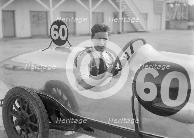 Bertie Kensington Moir in his Aston Martin at the JCC 200 Mile Race, Brooklands, 1921. Artist: Bill Brunell.