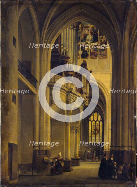 Interior view of Saint-Gervais-Saint-Protais church, c1838. Creator: Alexis-Pierre Milon.
