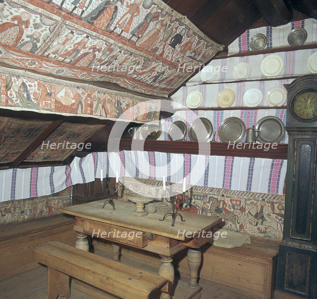 Living room of 18th century Swedish farmstead. Artist: Unknown
