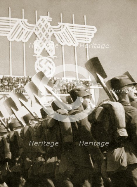 The Labour Service ready for work, Germany, 1936. Artist: Unknown