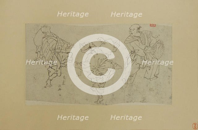 Three Kyogen Dancers, late 19th century. Creator: Kawanabe Kyosai.