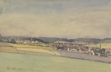 View of an industrial town amidst fields and forest, 1880. Creator: Theodor Alt.