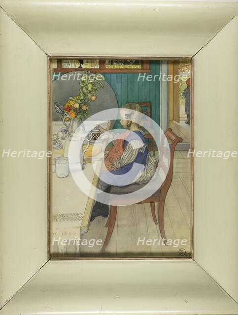 Little Lie-A-Bed's Sad Breakfast, 1900. Creator: Carl Olof Larsson.