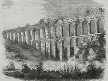Aqueduct of Tarragona, also known as the Bridge of Ferreres or Pont del Diable, Catalonia, 1852. Creator: Cibera.