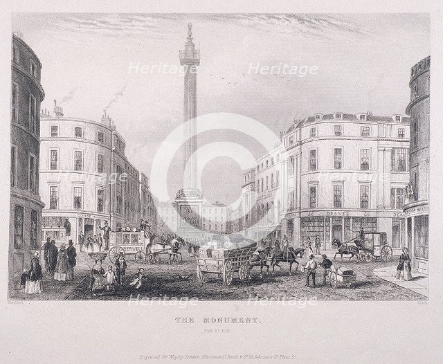 Monument, London, c1850. Artist: J Hopkins