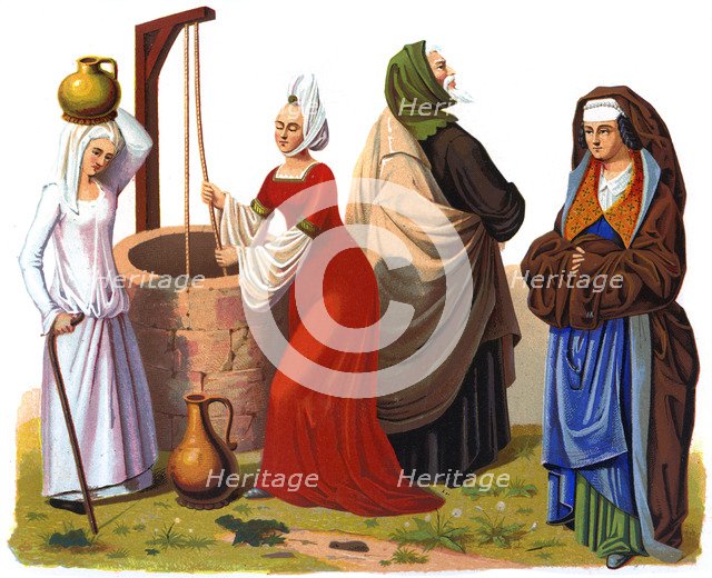 Women and a man from the 15th and 16th centuries (1849).Artist: Thurwanger Freres