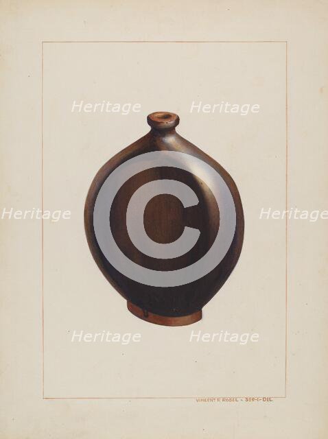 Stone Flask, c. 1938. Creator: Vincent P. Rosel.