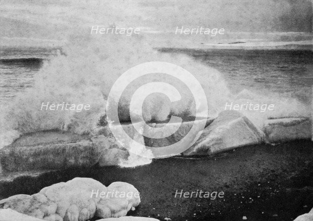 'Surf Breaking Against Stranded Ice at Cape Evans', c1910–1913, (1913). Artist: Herbert Ponting.