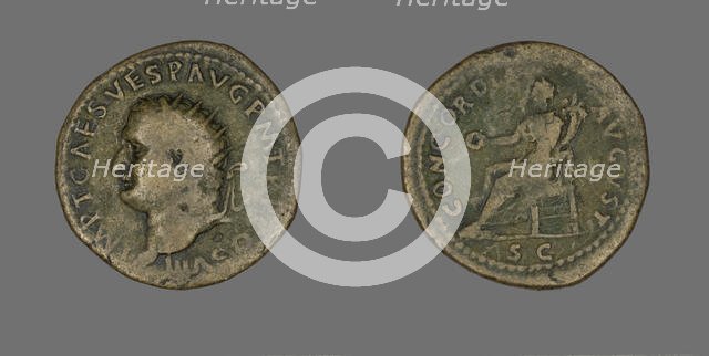Dupondius (Coin) Portraying Emperor Vespasian, 69-79. Creator: Unknown.