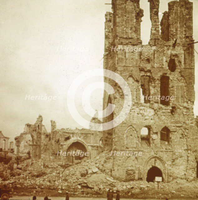 Ruined cathedral, Ypres, Flanders, Belgium, c1914-c1918. Artist: Unknown.