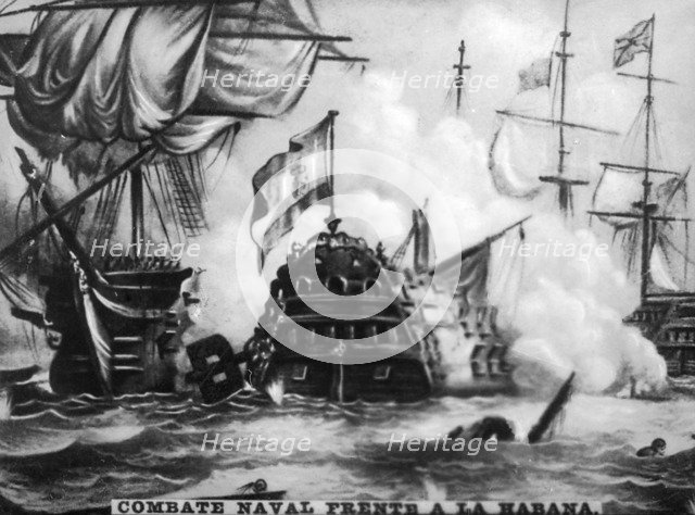 October 12th 1747, Naval Battle, 1920s. Artist: Unknown