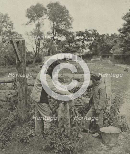 At the Grindstone--A Suffolk Farmyard, 1888. Creator: Peter Henry Emerson (British, 1856-1936); Sampson Low, Marston, Searle and Rivington.