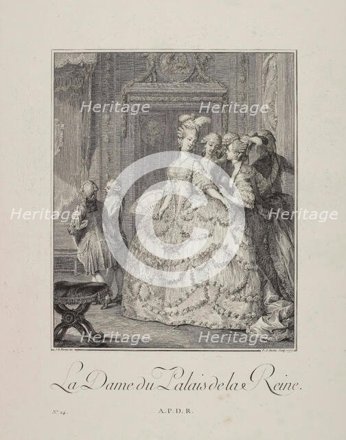La Dame du Palais de la Reine (The Queen's Lady-in Waiting), 1777. Creator: Jean-Michel Moreau.