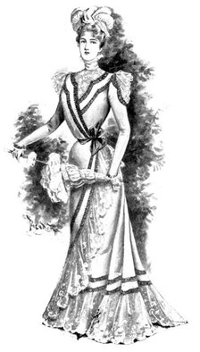 Ladies' Page: a charming gown of ivory batiste, 1898. Creator: Picador.