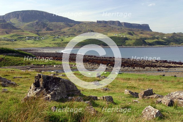 Distant view of the Quiraing, Isle of Skye, Highland, Scotland.