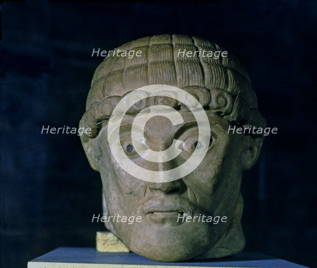  'Human Head', sculptural relief, marble, c. 1160-1165, by the Master of Cabestany, from the mona…