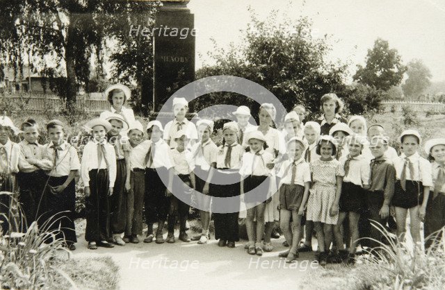 A Young Pioneers unit in Yalta, Crimea, USSR, 1950s. Artist: Unknown