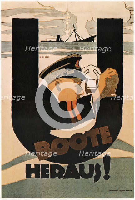 The U-boats Are Out!, 1917. Artist: Erdt, Hans Rudi (1883-1925)