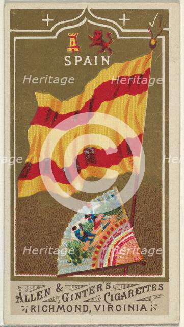 Spain, from Flags of All Nations, Series 1 (N9) for Allen & Ginter Cigarettes Brands, 1887. Creator: Allen & Ginter.
