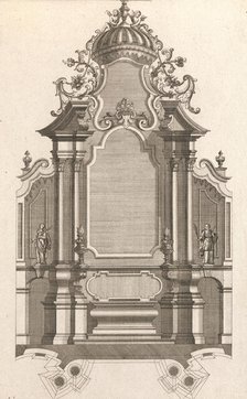 Design for a Monumental Altar, Plate k from 'Unterschiedliche Neu Inventier..., Printed ca. 1750-56. Creator: Martin Engelbrecht.