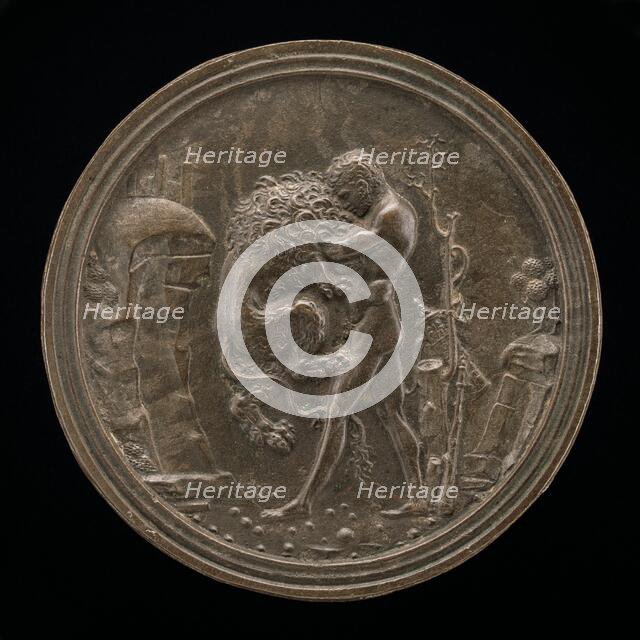 Hercules and the Nemean Lion, late 15th - early 16th century. Creator: Moderno.