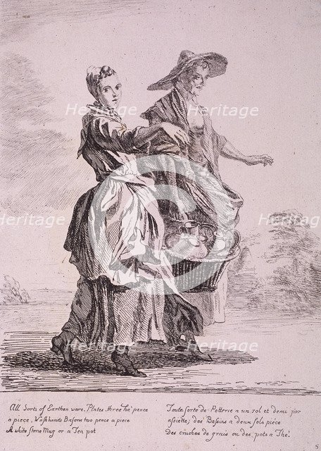 Two crockery sellers, Cries of London, 1760. Artist: Paul Sandby
