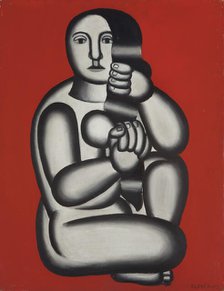 Femme sur fond rouge, 1927. Creator: Fernand Leger.