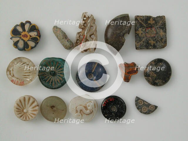 Mosaic Glass Fragments, Coptic, 4th-early 5th century. Creator: Unknown.