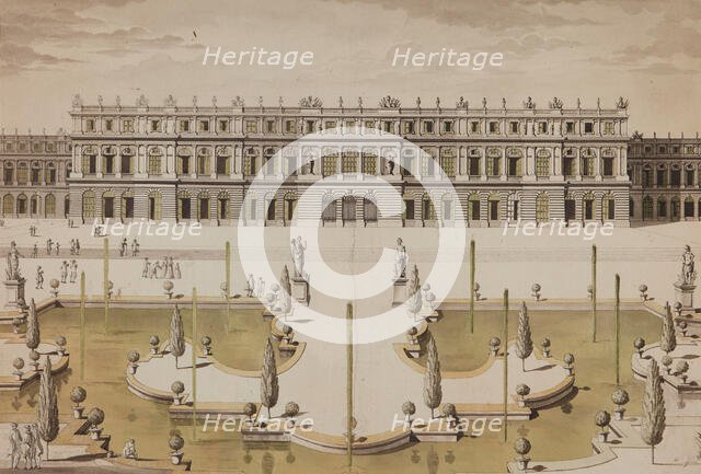 View of the Château of Versailles from the side of Le Nôtre's Parterre d'Eau, about 1680. Creator: Israel Silvestre.