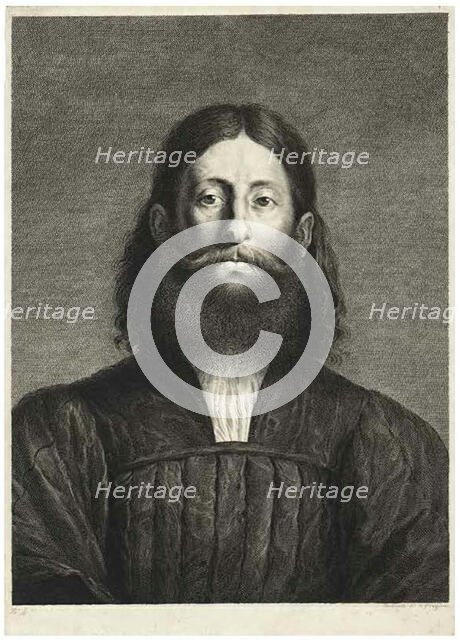 Portrait of a Bearded Man (so-called portrait of Giorgione), from Cabinet Reynst..., 1655/58. Creator: Cornelis van Dalen II.