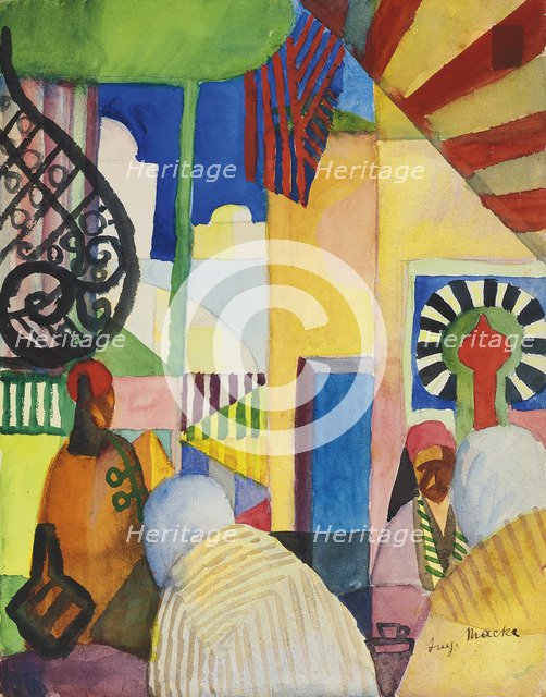 Bazaar, 1914. Artist: Macke, August (1887-1914)
