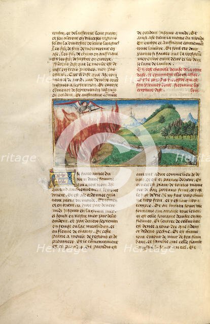 The Angel of Paradise with a Sword; Miroir Historial, about 1475. Creator: Unknown.