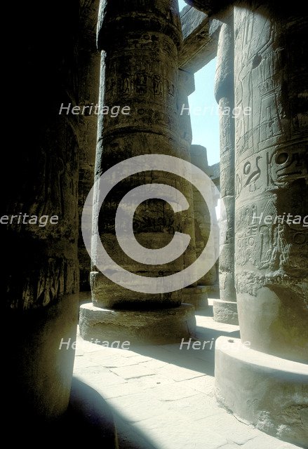 Pillars in the Great Hypostyle Hall, Temple of Amun, Karnak, Egypt, 14th-13th century BC. Artist: Unknown