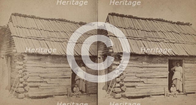 Happy little nig. [Woman and a small child in a cabin doorway], (1868-1900?). Creator: O. Pierre Havens.