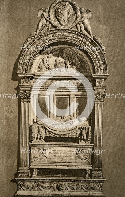 The tomb of Leonardo Bruni (c1369-1444), Basilica of Santa Croce, Florence, 1882. Artist: Unknown