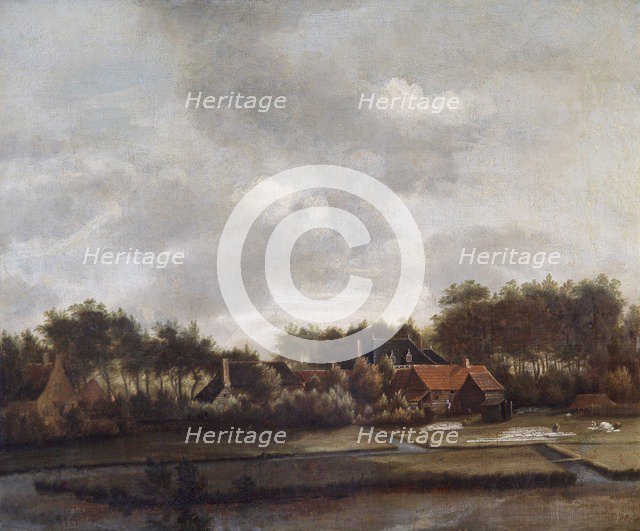 'Landscape, with Bleaching Grounds', 17th century. Artists: Follower of Jan van Ruisdael, Jan Vermeer.