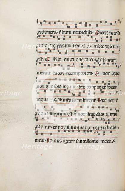 Missale: Fol. 155v: Music for "Exultet", 1469. Creator: Bartolommeo Caporali (Italian, c. 1420-1503).