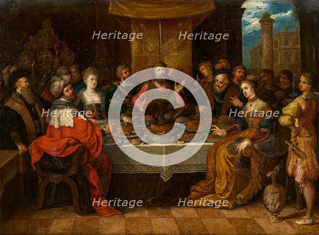 The Sword of Damocles, 1610s. Creator: Francken, Frans, the Younger (1581-1642).