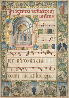 Leaf from a Gradual: Initial (R) with Mass for the Dead (recto), c. 1480. Creator: Jacopo Filippo d' Argenta (Italian, 1501).