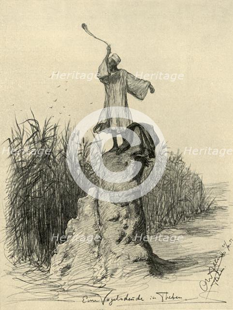 Man scaring birds, Thebes, Egypt, 1898. Creator: Christian Wilhelm Allers.